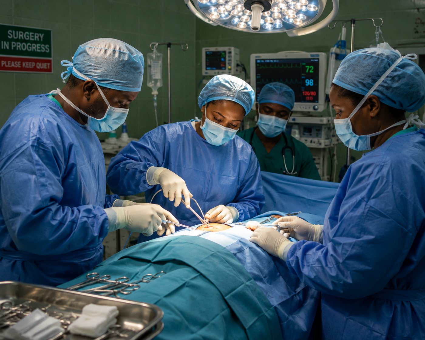 Surgical team performing a procedure at Meddy Hospital